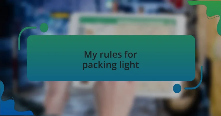 My rules for packing light